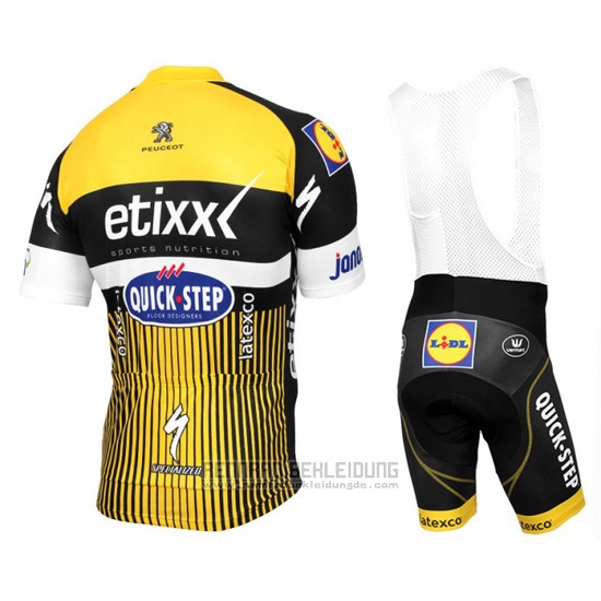 2016 Fahrradbekleidung Etixx Quick Step Gelb und Shwarz Trikot Kurzarm und Tragerhose - zum Schließen ins Bild klicken